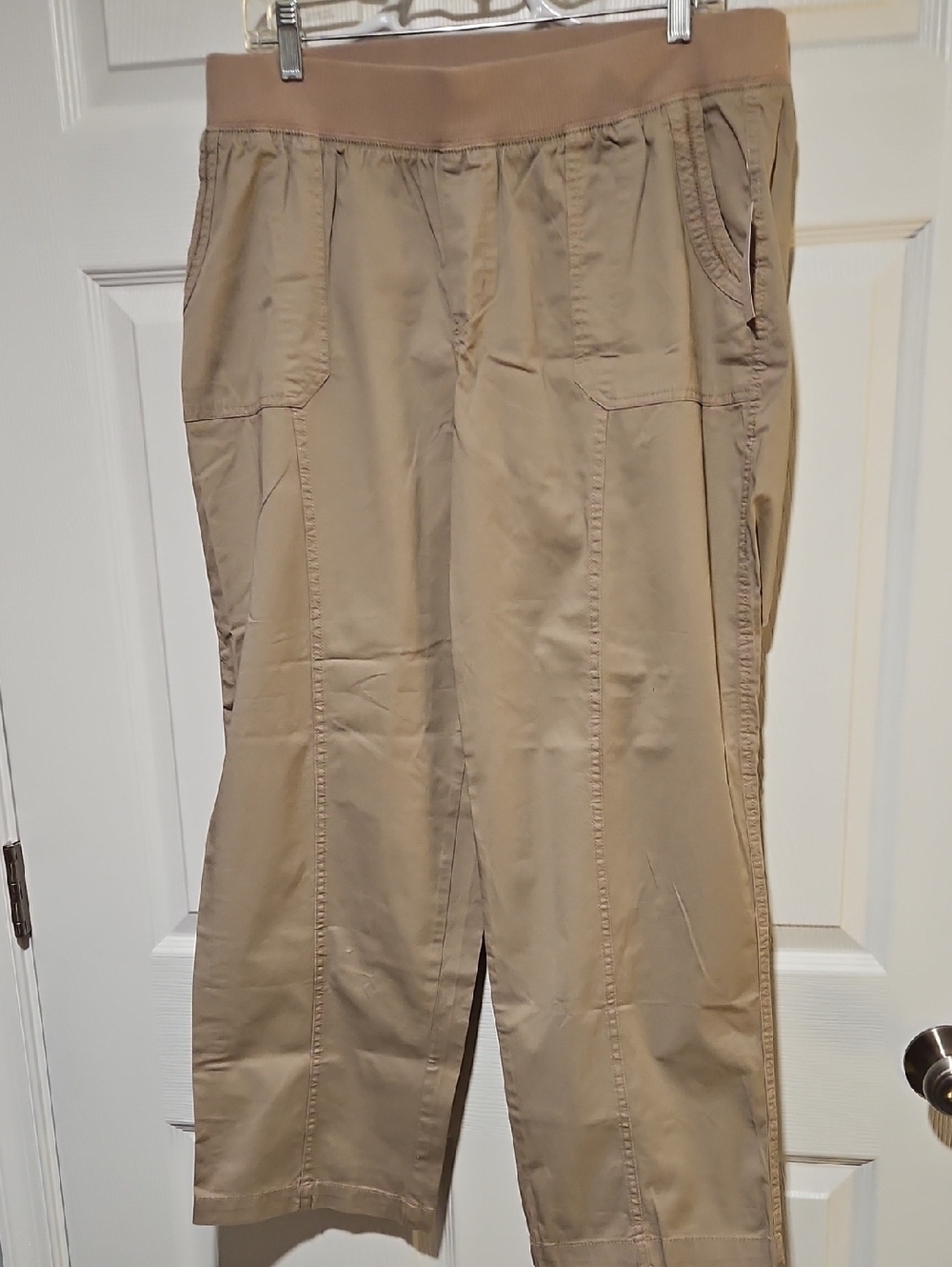 Catherines Straight Leg Pull-On Pants in Light Khaki